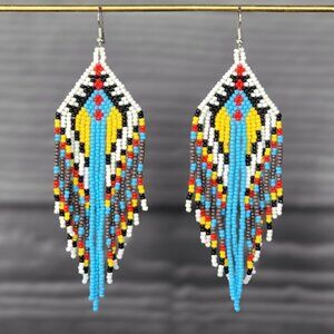 Handmade Raya Beaded Earrings Dangle Ethnic Bohemian Y2K Western Boheme